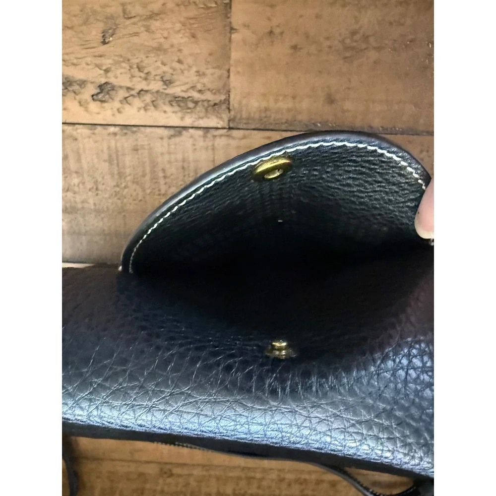 Tory Burch Leather Crossbody Bag Medium Black Pebbled Perforated Circle Logo